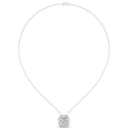 Cushion Lab Grown Diamond Floral Halo Pendant, view 5