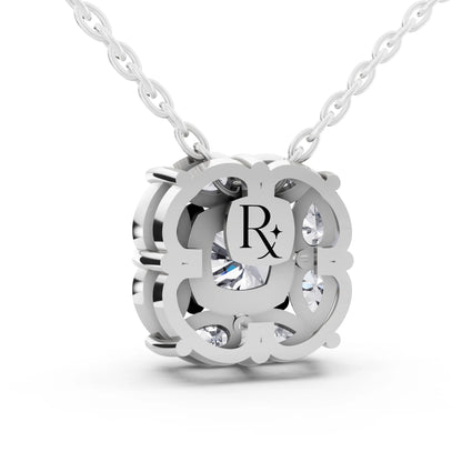 Cushion Lab Grown Diamond Floral Halo Pendant, view 4