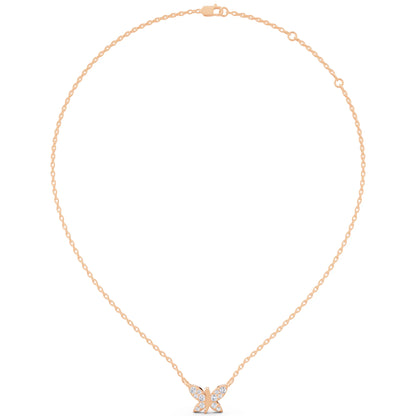 Rose Gold Butterfly Wing Lab Grown Diamond Pendant, view 5