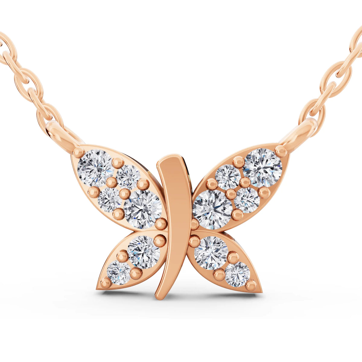 Rose Gold Butterfly Wing Lab Grown Diamond Pendant