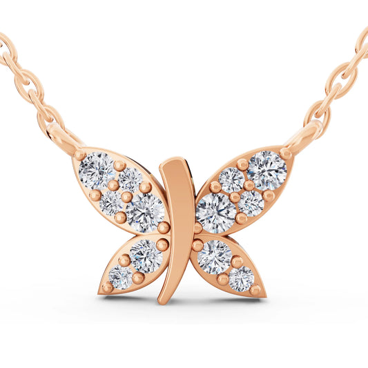 Rose Gold Butterfly Wing Lab Grown Diamond Pendant