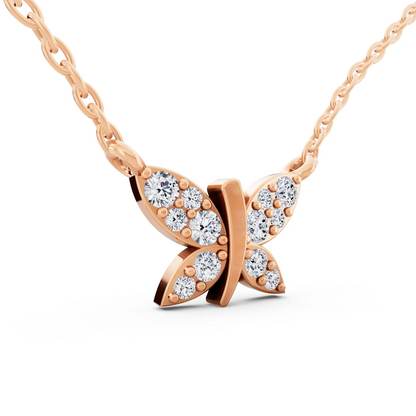 Rose Gold Butterfly Wing Lab Grown Diamond Pendant, view 3