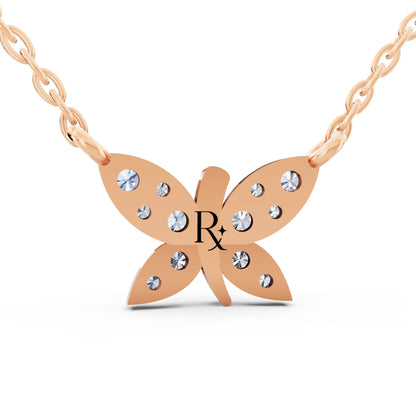 Rose Gold Butterfly Wing Lab Grown Diamond Pendant, view 4