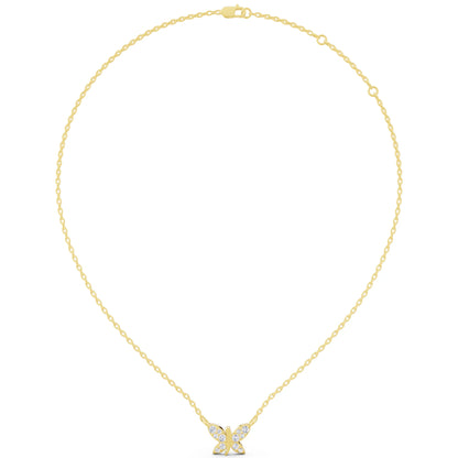 Yellow Gold Butterfly Wing Lab Grown Diamond Pendant, view 5