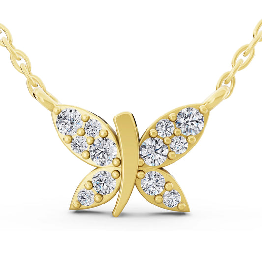 Yellow Gold Butterfly Wing Lab Grown Diamond Pendant