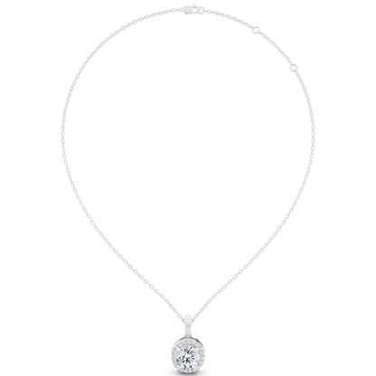 Classic Round Lab Grown Diamond Halo Pendant Style 2, view 5