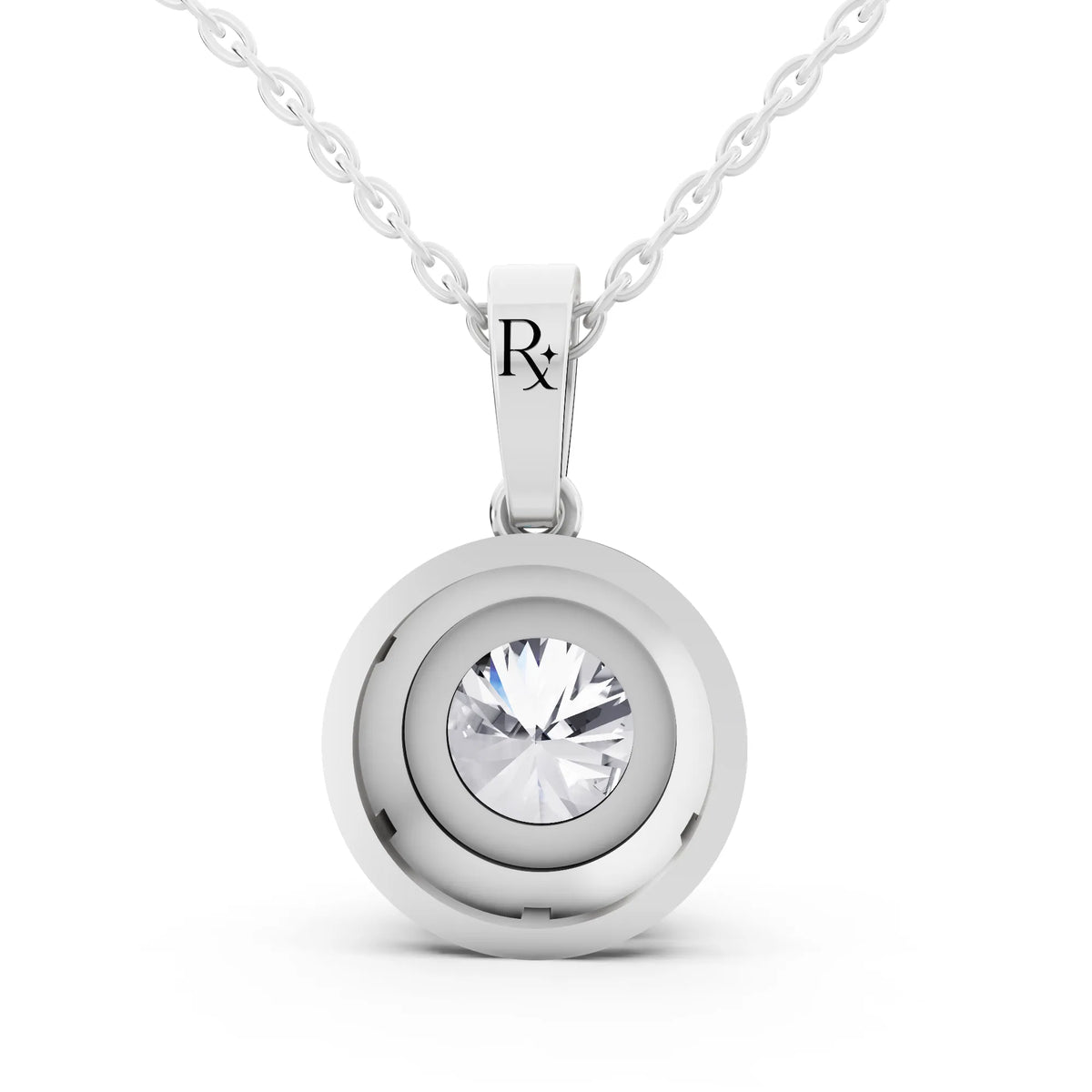 Classic Round Lab Grown Diamond Halo Pendant Style 2, view 4