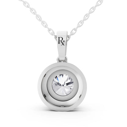 Classic Round Lab Grown Diamond Halo Pendant Style 2, view 4