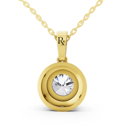 Yellow Gold Classic Round Lab Grown Diamond Halo Pendant Style 2, view 4