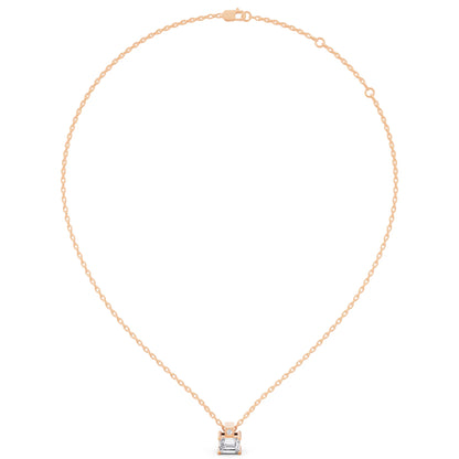 Rose Gold Emerald Lab Grown Diamond Accent Pendant, view 6