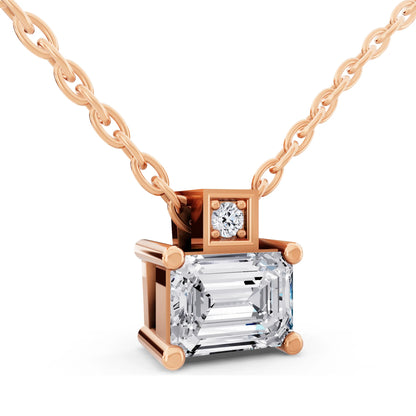Rose Gold Emerald Lab Grown Diamond Accent Pendant, view 4