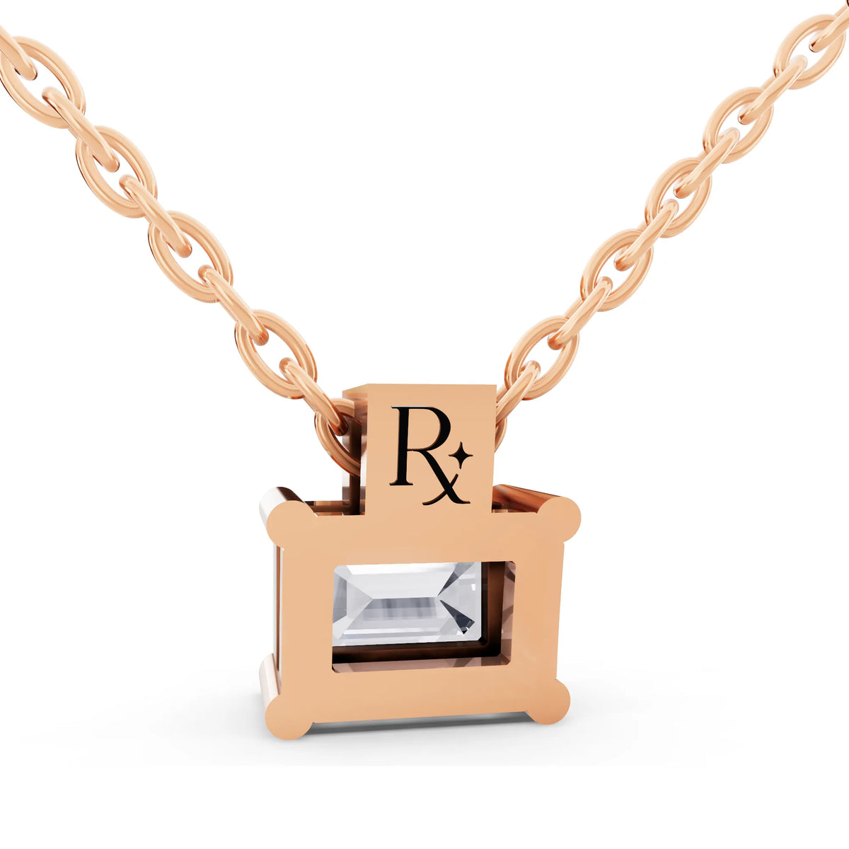 Rose Gold Emerald Lab Grown Diamond Accent Pendant, view 5