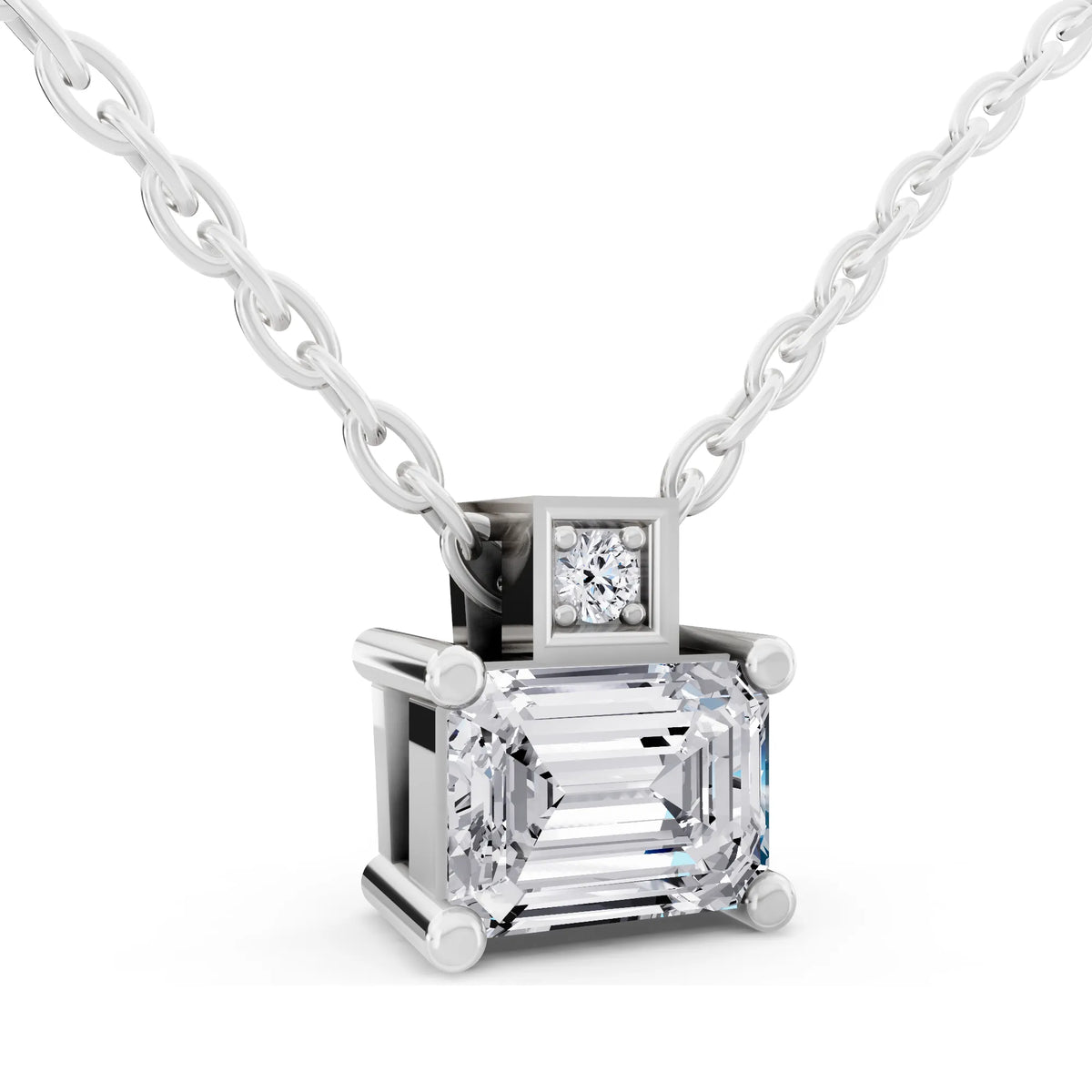 Emerald Lab Grown Diamond Accent Pendant, view 4