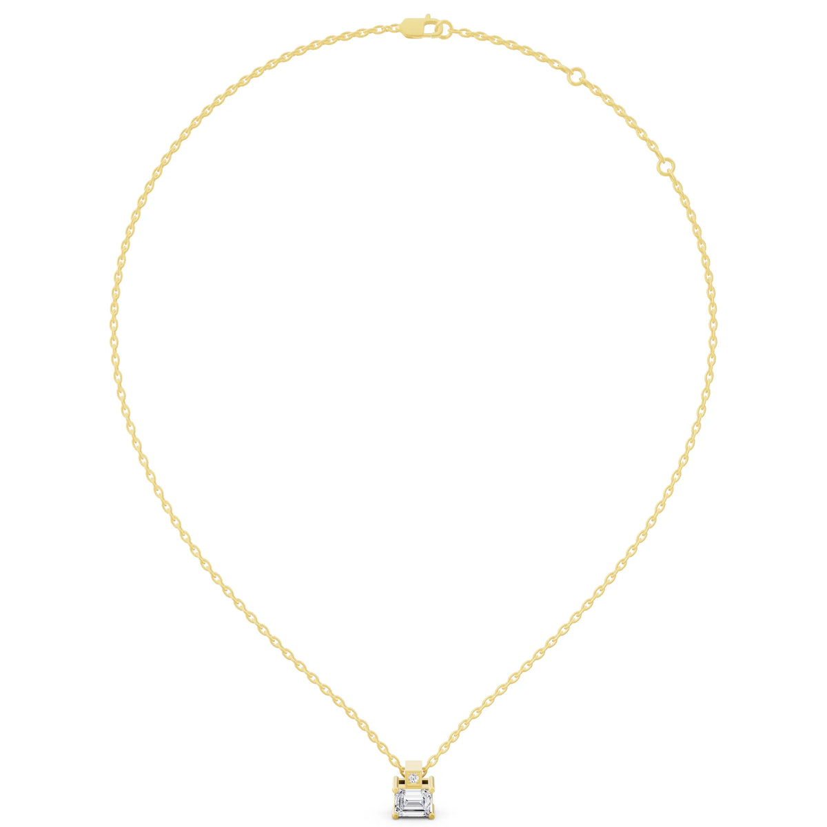Yellow Gold Emerald Lab Grown Diamond Accent Pendant, view 6