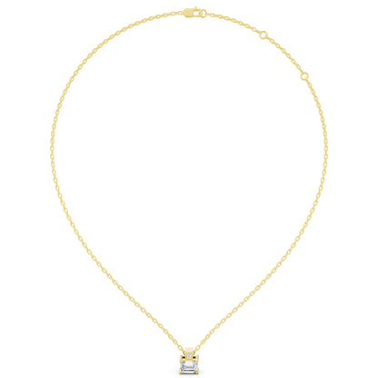 Yellow Gold Emerald Lab Grown Diamond Accent Pendant, view 6