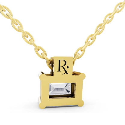 Yellow Gold Emerald Lab Grown Diamond Accent Pendant, view 5