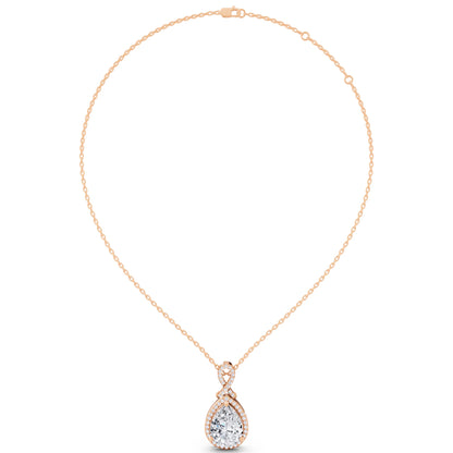 Rose Gold Pear Lab Grown Diamond Halo Infinity Bail Pendant, view 4