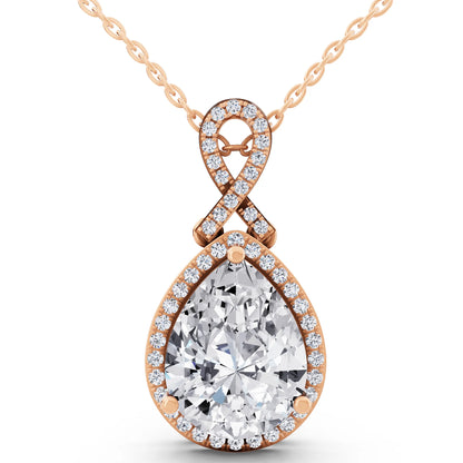 Rose Gold Pear Lab Grown Diamond Halo Infinity Bail Pendant