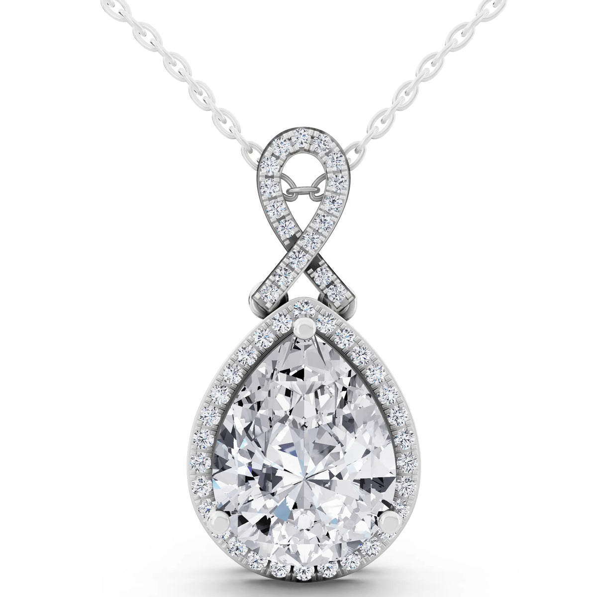 Pear Lab Grown Diamond Halo Infinity Bail Pendant