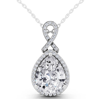 Pear Lab Grown Diamond Halo Infinity Bail Pendant