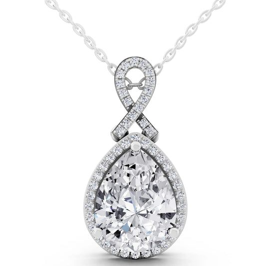 Pear Lab Grown Diamond Halo Infinity Bail Pendant