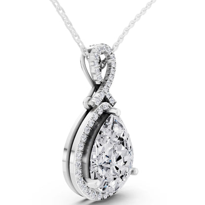 Pear Lab Grown Diamond Halo Infinity Bail Pendant, view 2