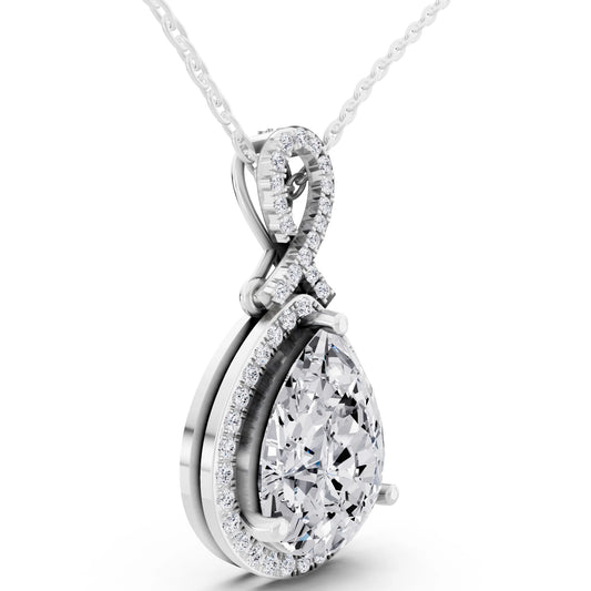 Pear Lab Grown Diamond Halo Infinity Bail Pendant, view 2