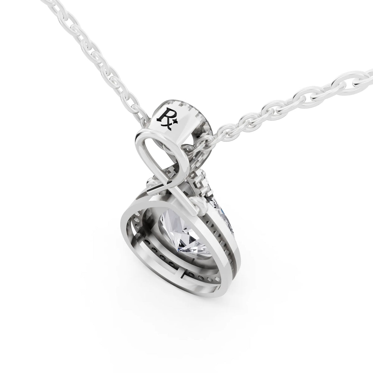 Pear Lab Grown Diamond Halo Infinity Bail Pendant, view 3