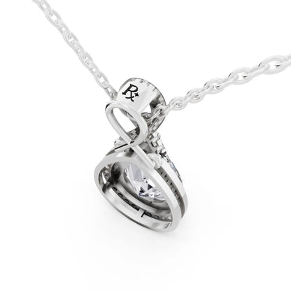 Pear Lab Grown Diamond Halo Infinity Bail Pendant, view 3