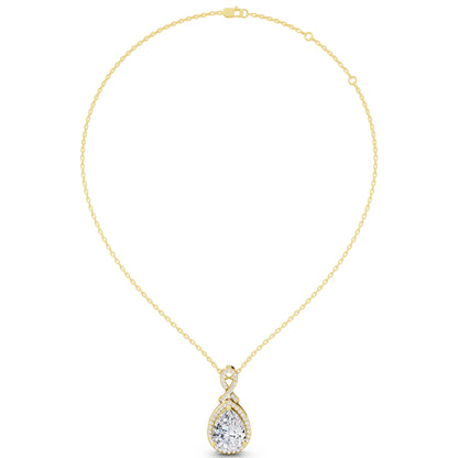 Yellow Gold Pear Lab Grown Diamond Halo Infinity Bail Pendant, view 6