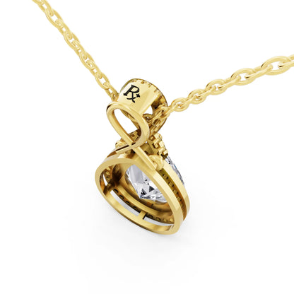 Yellow Gold Pear Lab Grown Diamond Halo Infinity Bail Pendant, view 5
