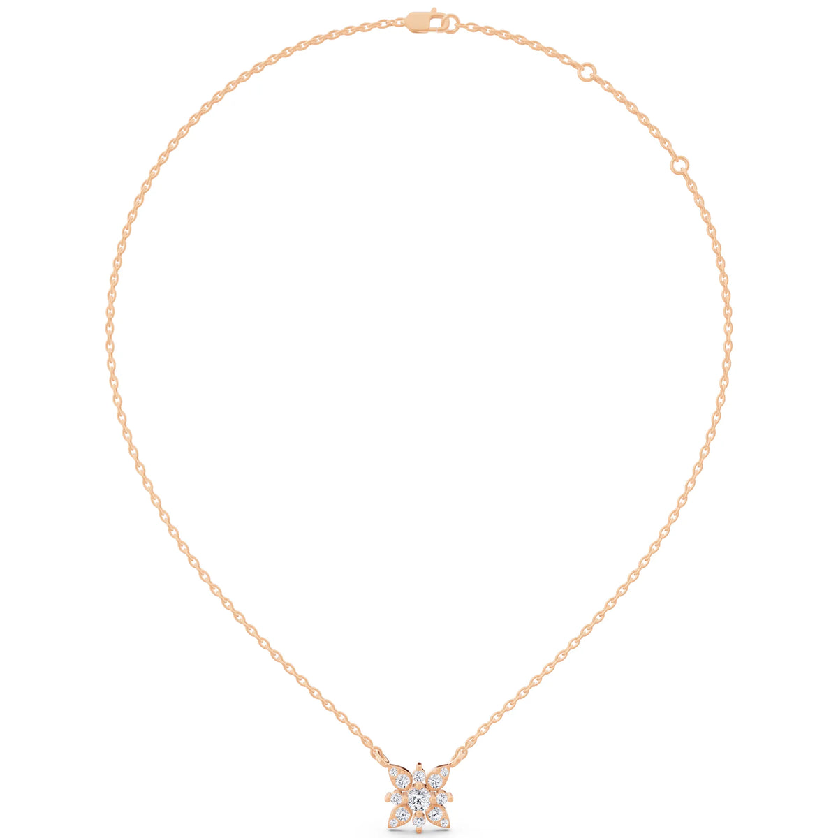 Rose Gold Floral Petal Lab Grown Diamond Pendant, view 6