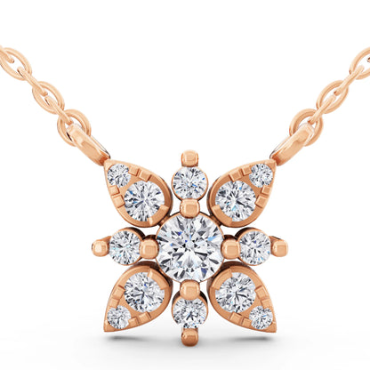Rose Gold Floral Petal Lab Grown Diamond Pendant