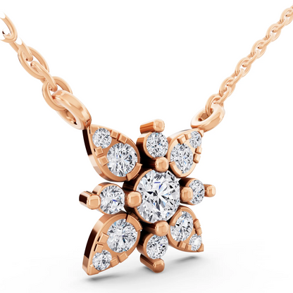 Rose Gold Floral Petal Lab Grown Diamond Pendant, view 4