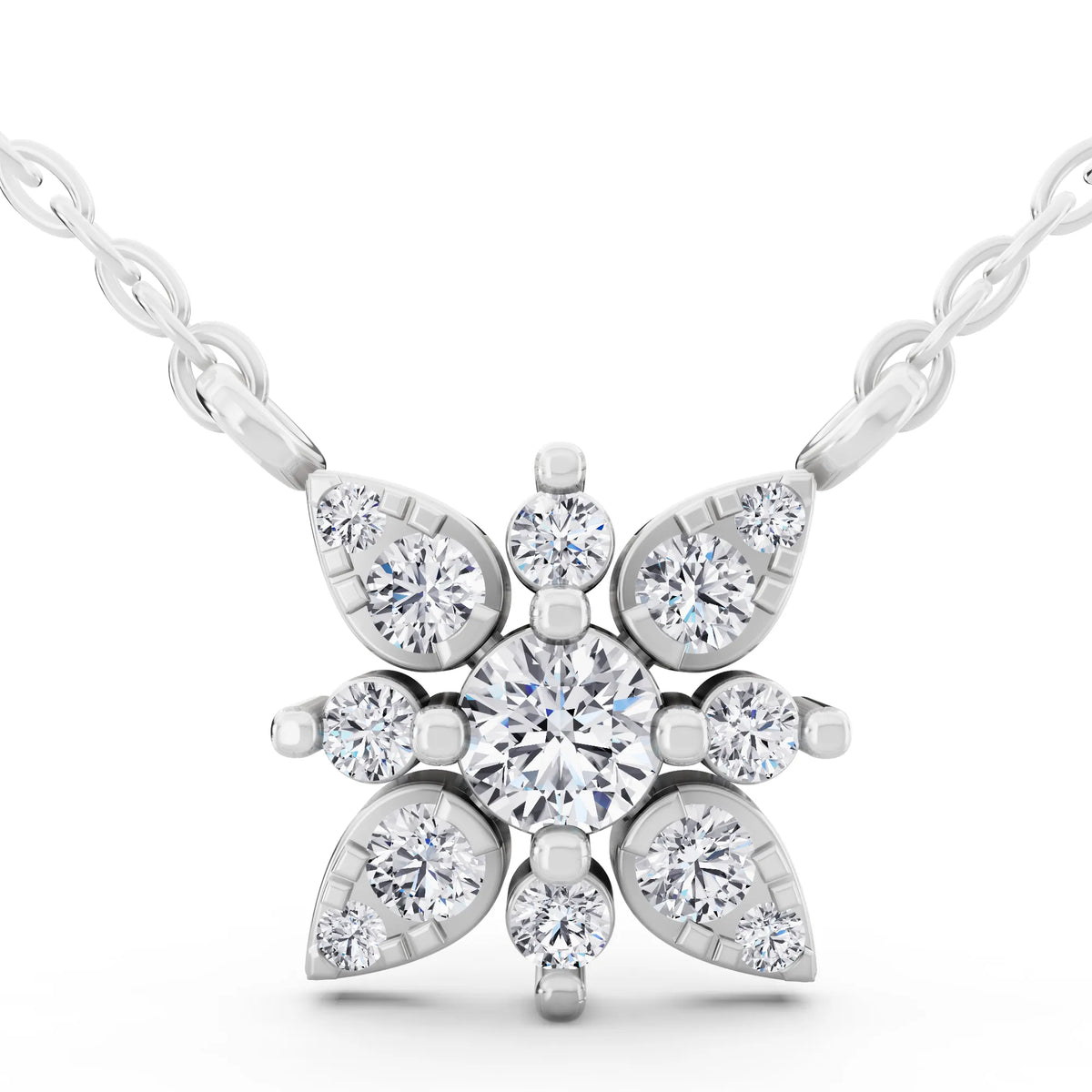Floral Petal Lab Grown Diamond Pendant