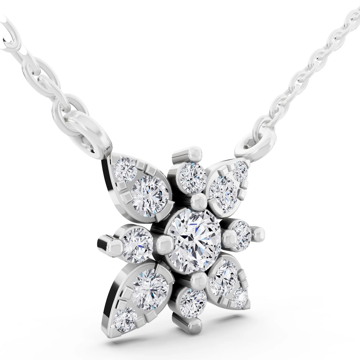 Floral Petal Lab Grown Diamond Pendant, view 4