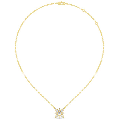 Yellow Gold Floral Petal Lab Grown Diamond Pendant, view 6