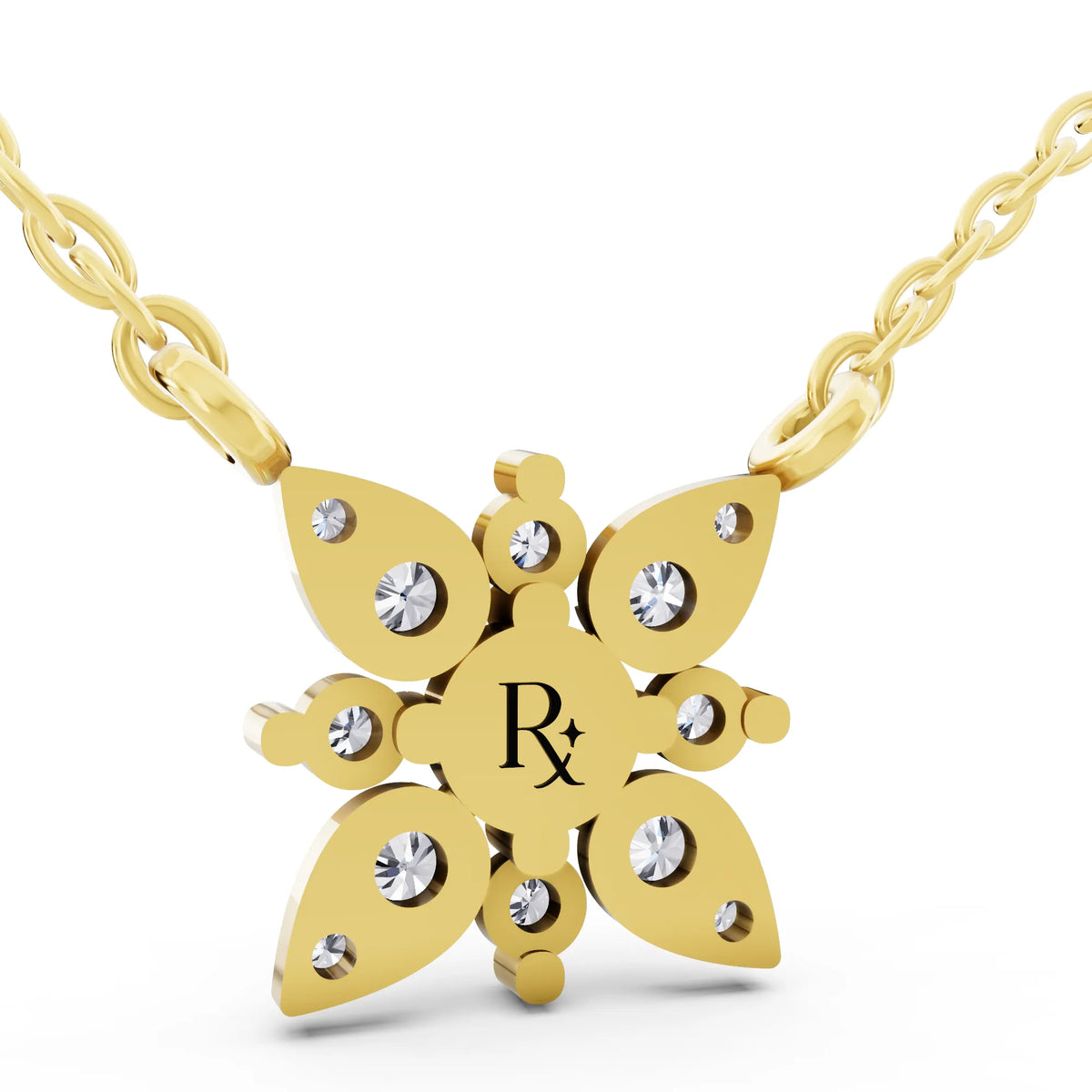 Yellow Gold Floral Petal Lab Grown Diamond Pendant, view 5