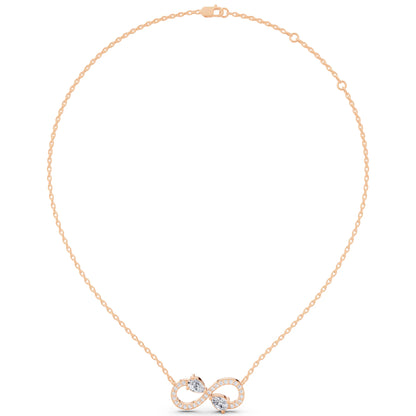 Rose Gold Infinity Pear Lab Grown Diamond Pendant, view 5