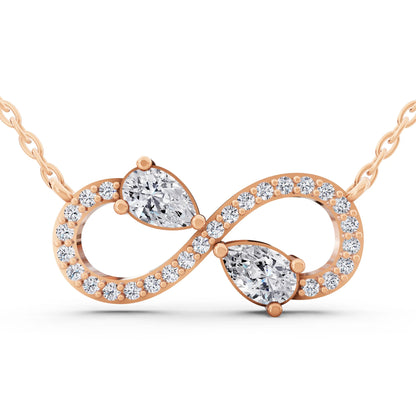 Rose Gold Infinity Pear Lab Grown Diamond Pendant