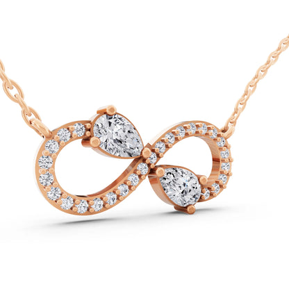 Rose Gold Infinity Pear Lab Grown Diamond Pendant, view 3