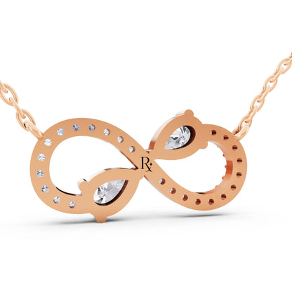 Rose Gold Infinity Pear Lab Grown Diamond Pendant, view 4