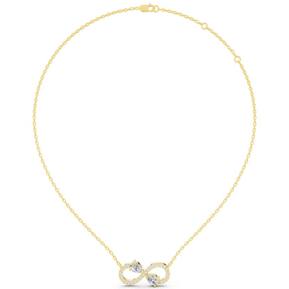 Yellow Gold Infinity Pear Lab Grown Diamond Pendant, view 6