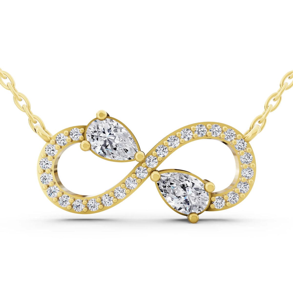 Yellow Gold Infinity Pear Lab Grown Diamond Pendant