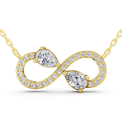 Yellow Gold Infinity Pear Lab Grown Diamond Pendant