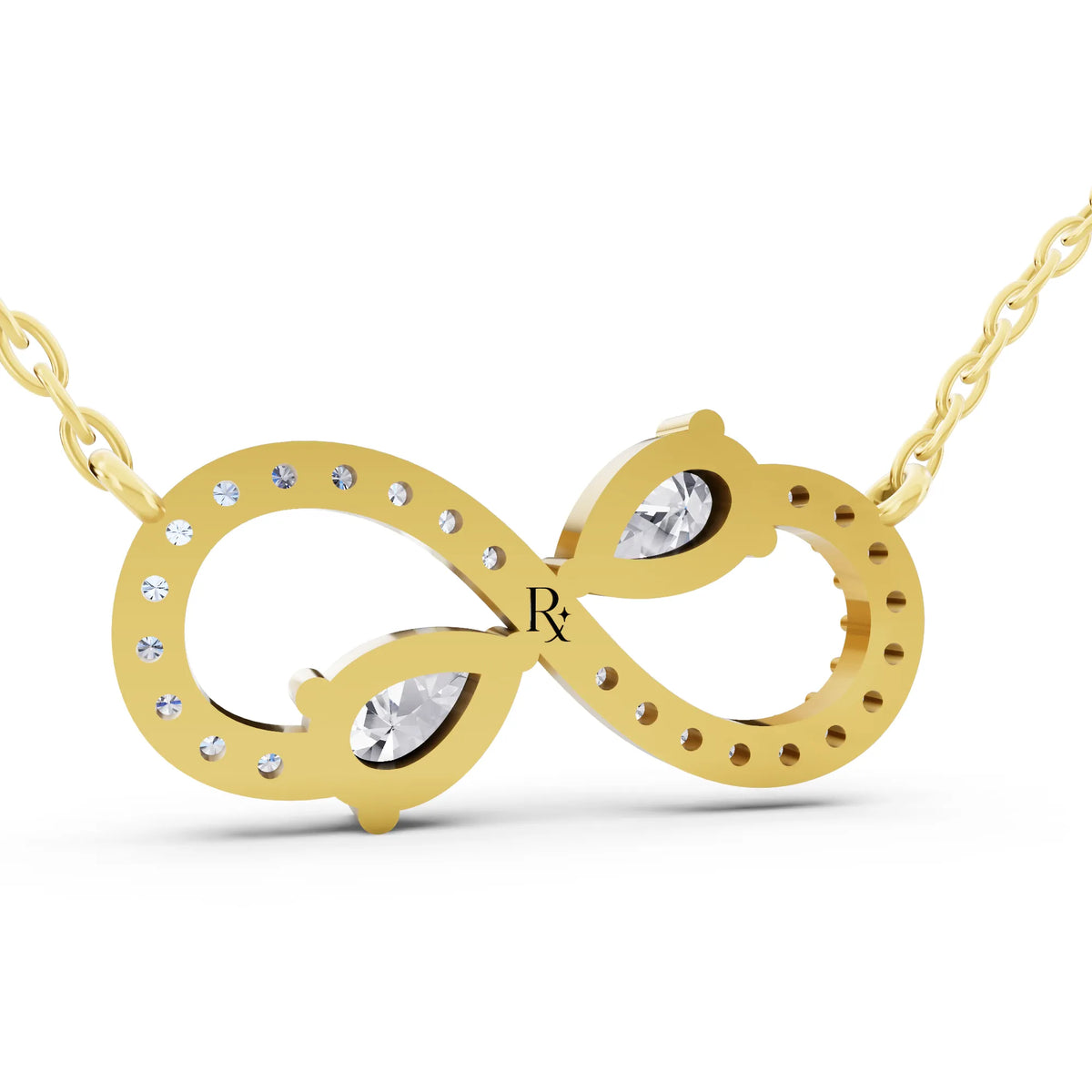 Yellow Gold Infinity Pear Lab Grown Diamond Pendant, view 5