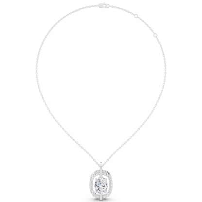 Oval Lab Grown Diamond Halo Vertical Bail Pendant, view 6
