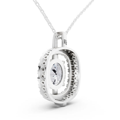 Oval Lab Grown Diamond Halo Vertical Bail Pendant, view 5
