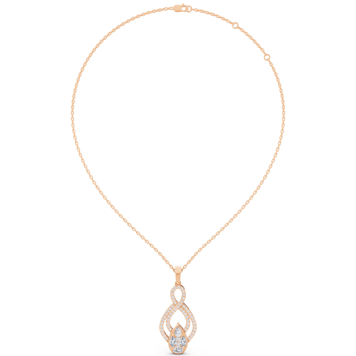 Rose Gold Infinity Marquise Pear Lab Grown Diamond Pendant, view 5