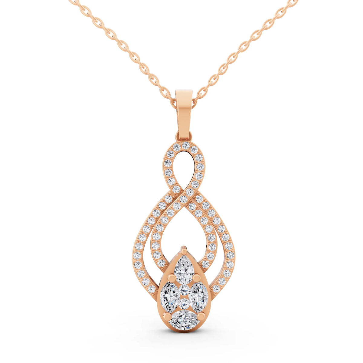 Rose Gold Infinity Marquise Pear Lab Grown Diamond Pendant